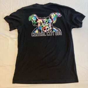 Bella+Canvas T Shirt Mens Medium Black Central City BBQ Logo Print Crew Neck